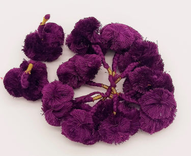 4 x Violet Pom-Pom Tassels Latkan, Pompom Decorations, Pom poms